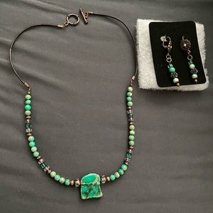 Genuine turquoise Necklace and earring set
